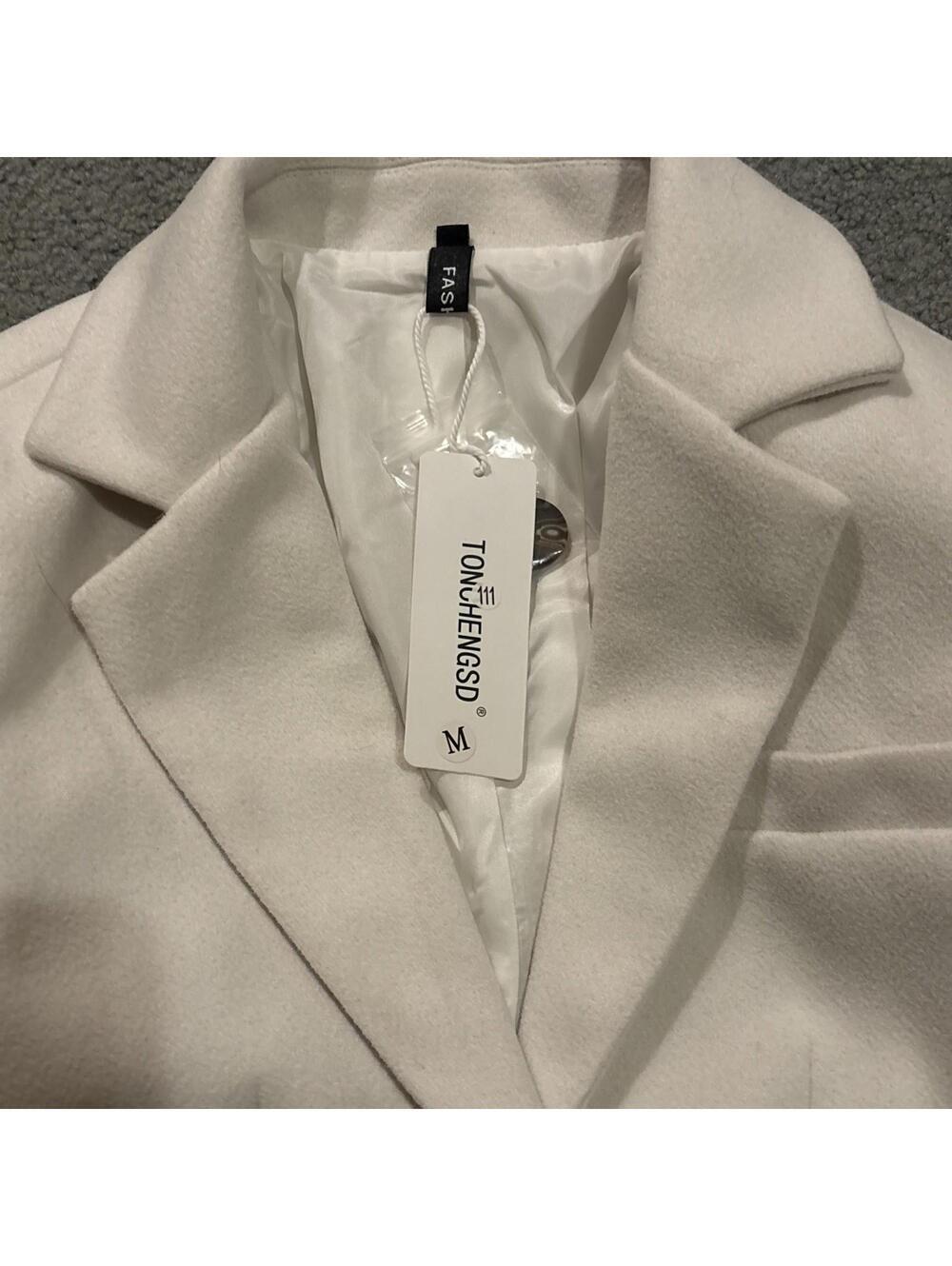Tonchengsd Women's White Wool Blazer Classic Tailored Fit Suit Jacket New Size M - Picture 5 of 9